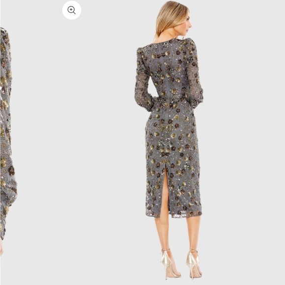 NWT | Mac Duggal 5571 Coal Long Sleeve V Neck Midi Dress
Size 4 - Picture 4 of 13